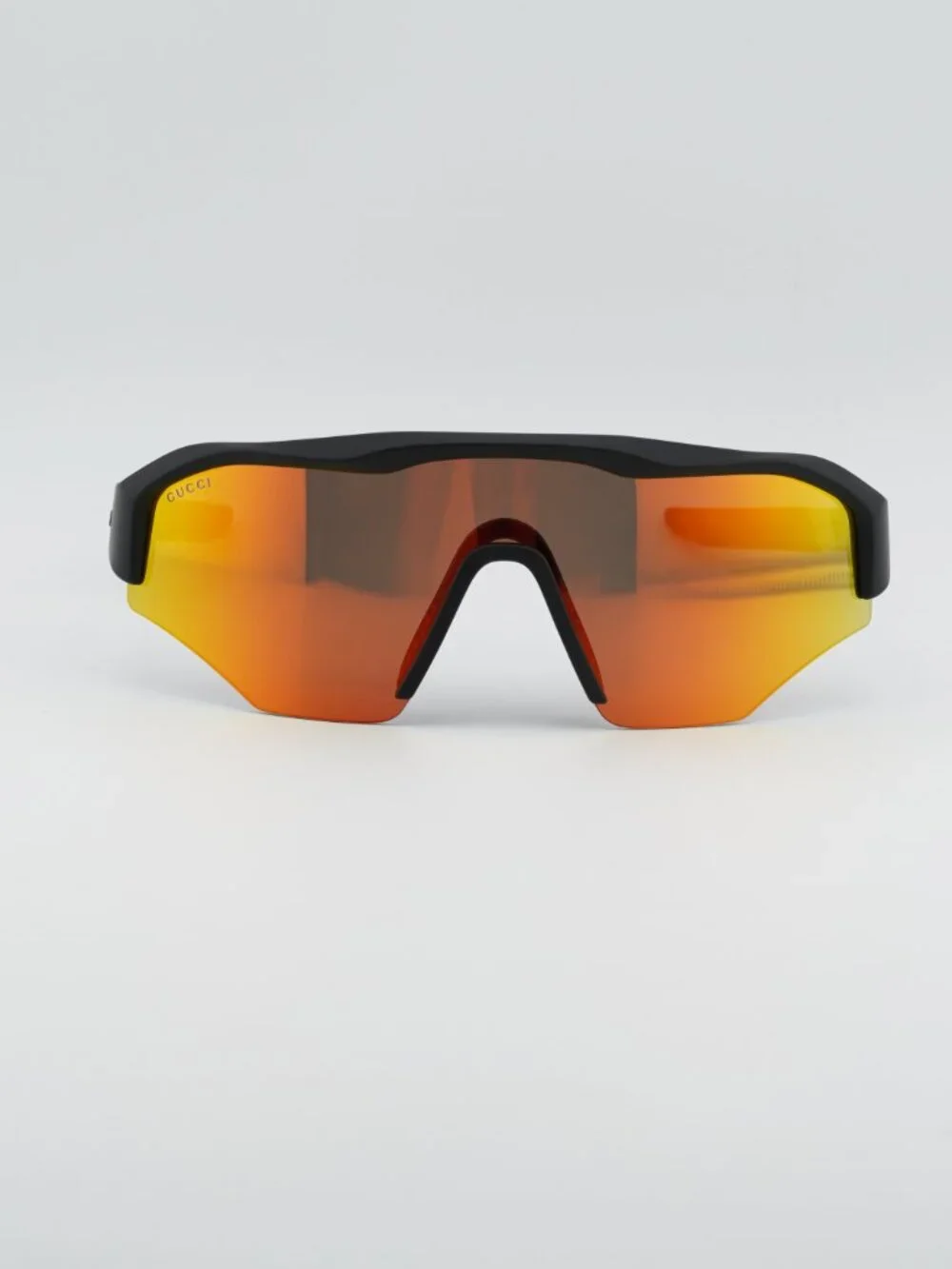Gucci GG2017S 004 Sunglasses Black Shield Frame, Orange Mirror Lenses